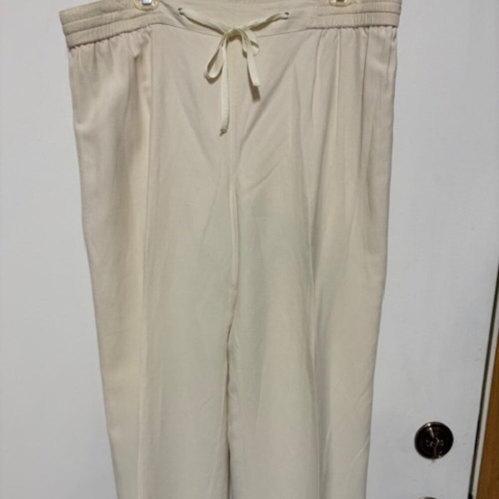 Coldwater Creek Womens Silk & Linen Pull On Ivory Lined Dress Pants. Sz. PM